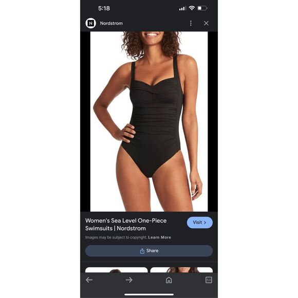 Sea Level Eco Essentials Twist Front One-Piece Swimsuit Black Size 8 - Picture 1 of 3